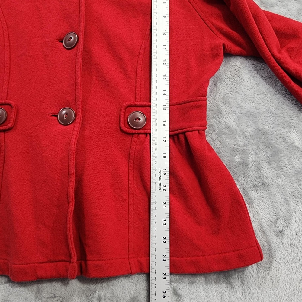 Caslon Jacket Womens M Red Cotton Knit 3/4 Sleeve Peplum‎ Peacoat Preppy Casual - Picture 10 of 11